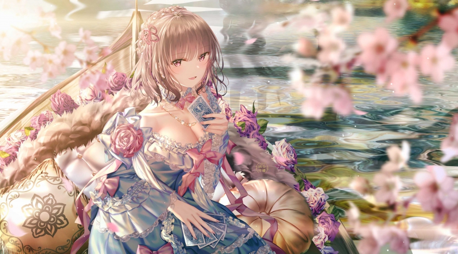 女孩 漂亮裙子 玫瑰花 占卜 4k动漫高清壁纸.jpg